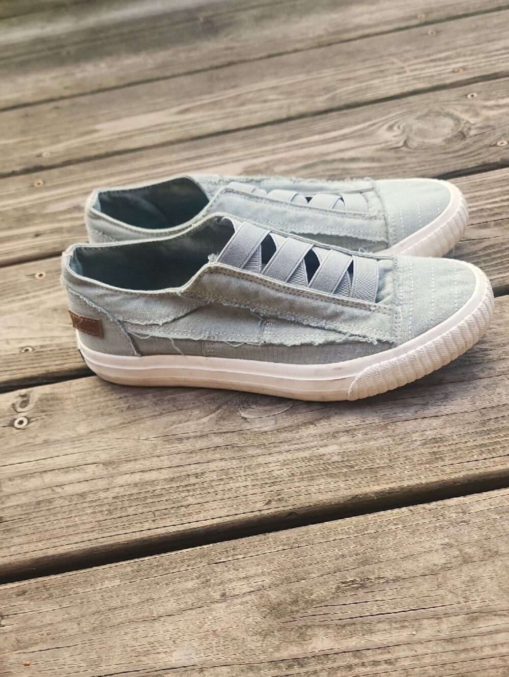 Blowfish Pale Greenish Gray Slip-On Canvas Sneakers with Elastic Straps - Picture 7 of 12